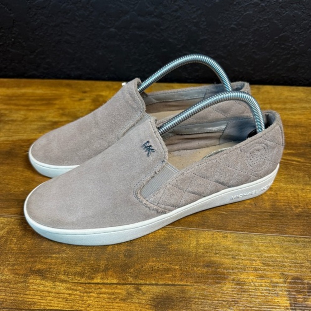 Michael Kors Keaton Gray Suede Quilted Slip On Fashion‎ Sneakers Womens Size 9M - Picture 3 of 7